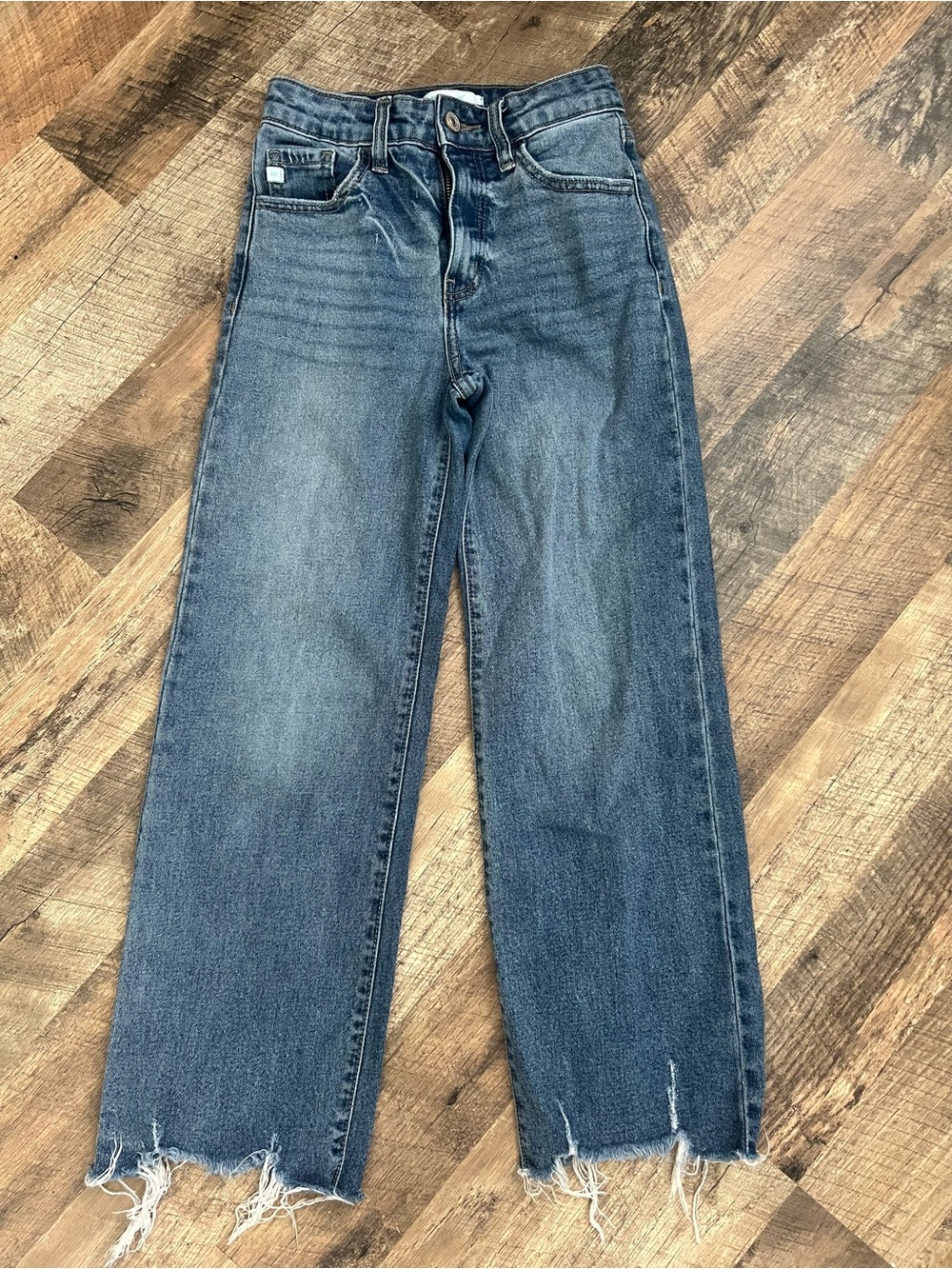 KanCan Girls Blue Distressed Hem Straight Jeans
